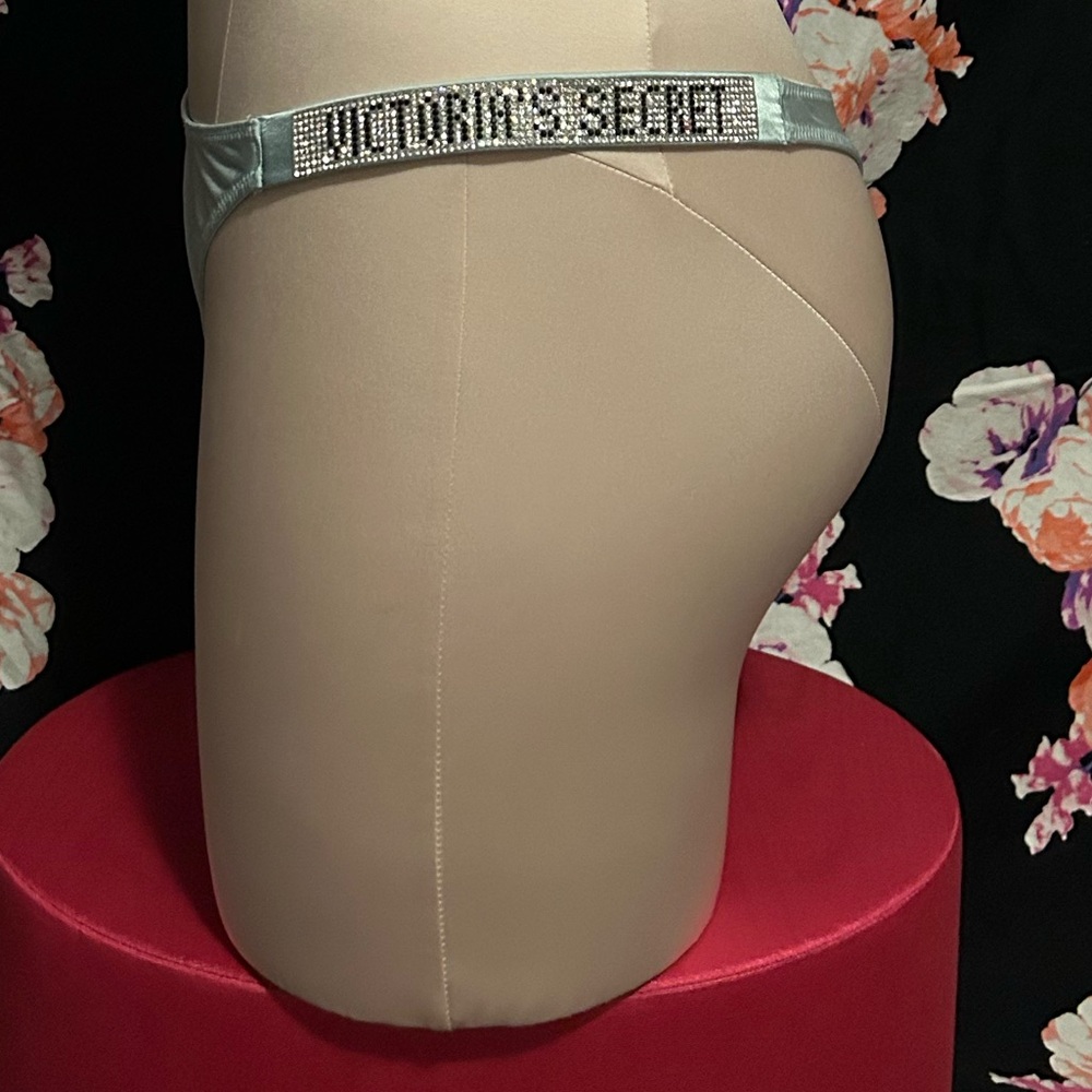 Very sexy mint silky panty & rhinestone strap